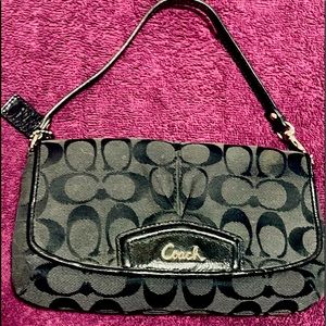 Coach Signature C Black Wristlet Wallet Clutch